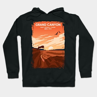 Grand Canyon Vintage Minimal Retro National Park Travel Poster Hoodie